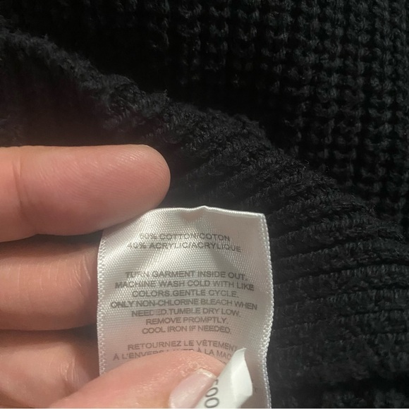 Express Black Chunky Knit Cotton Blend 3/4 Sleeve Pullover Sweater - Picture 5 of 5